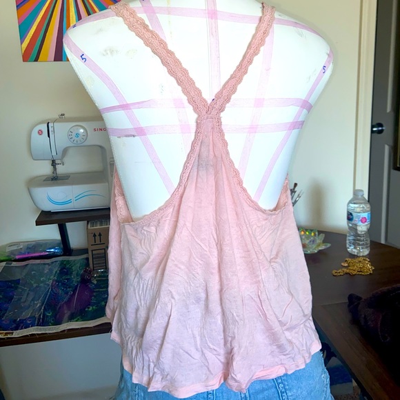 Forever 21 light pink Crochet razor back tank - Picture 2 of 2